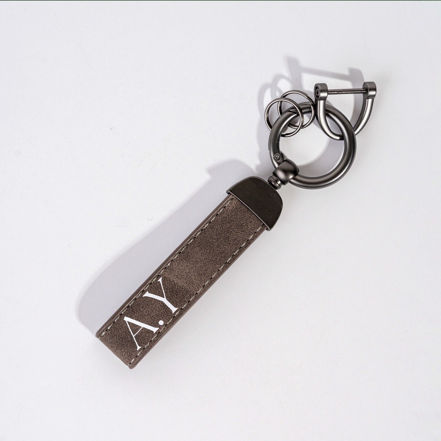 Customized Brown Faux-Suede Keychain