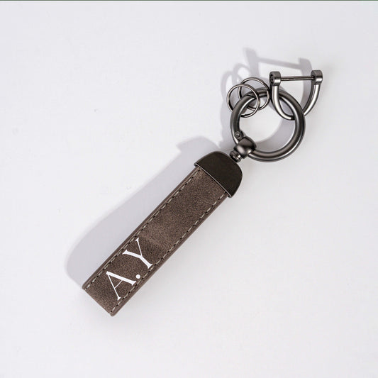 Customized Brown Faux-Suede Keychain