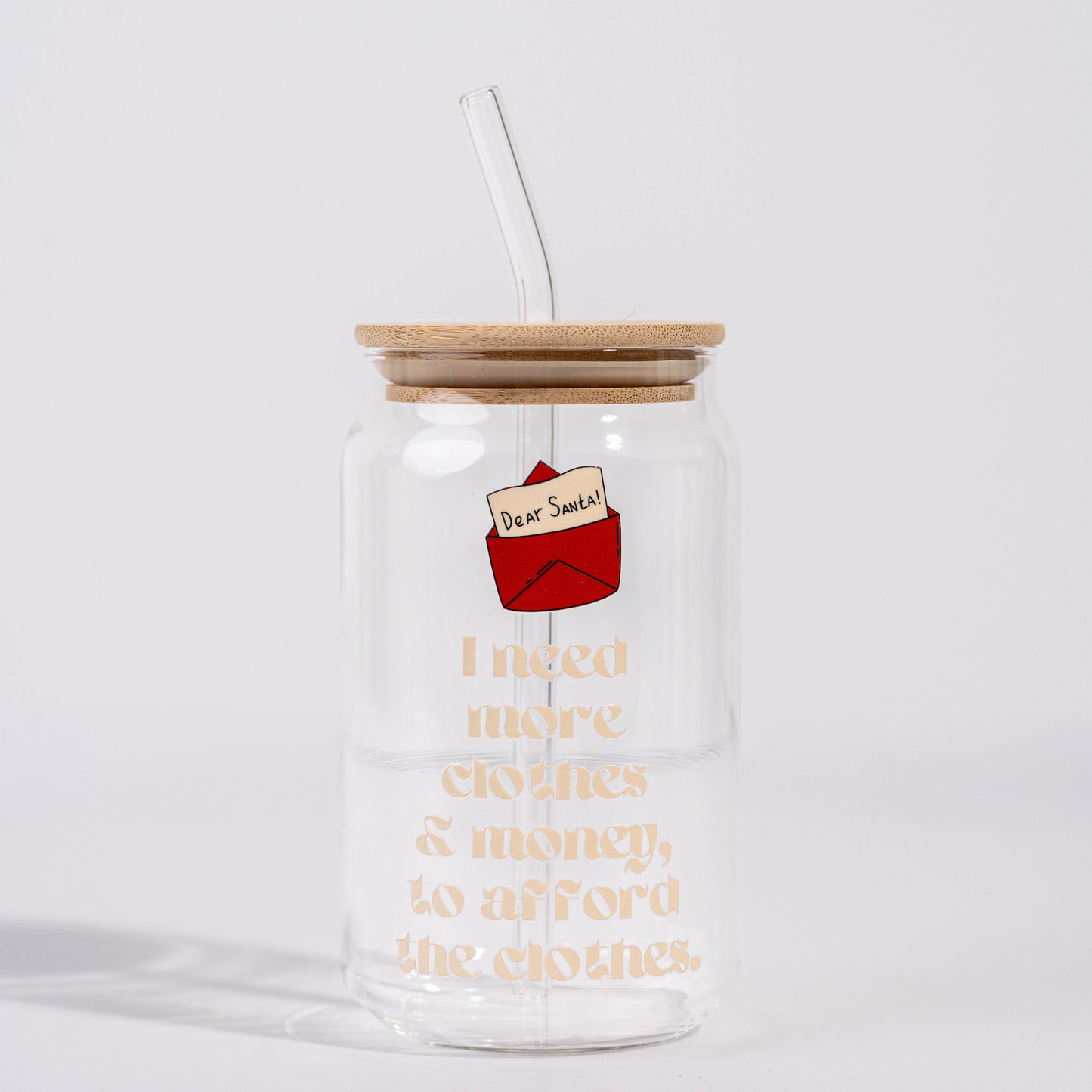 Dear Santa Glass Straw Cup 500 ML