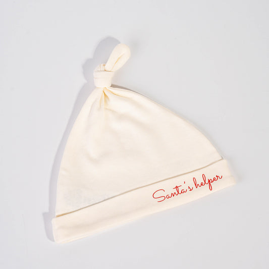 Santa's Helper Baby Cream Hat