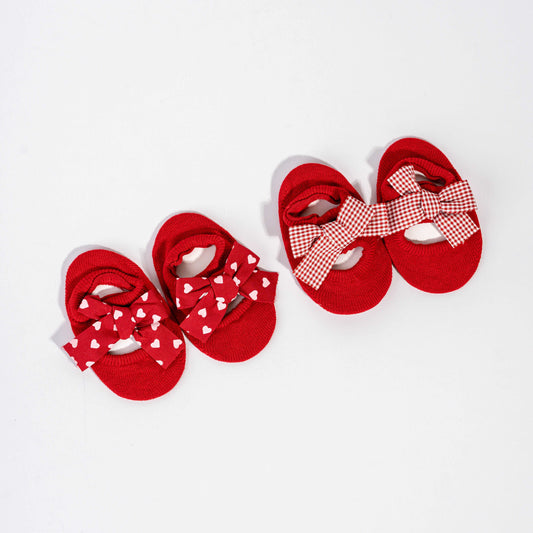 Red & White Bows Socks