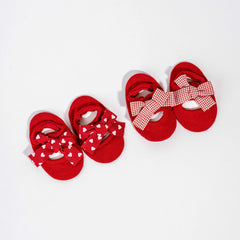 Red & White Bows Socks