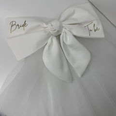 Customized Large White Bow Veil Clip