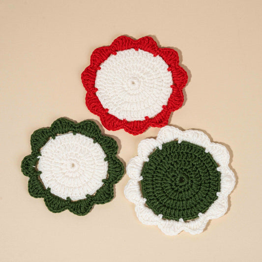 Christmas Colored Handmade Coasters Set of 3