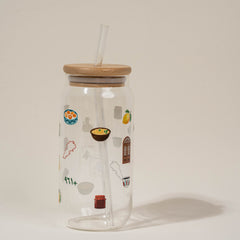 500 ML Glass Straw Cup “لبنان